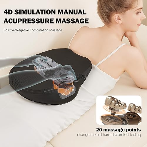 Miniatura 4 de Masajeador de espalda y cuello recargable con calor, masajeador de espalda U6 para aliviar el dolor de tejido profundo, cabezales de masaje 4D, 20