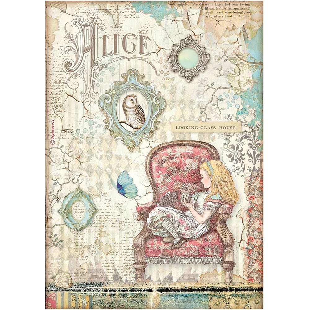 Stamperia Various International Rice Paper-Alice Looking-Glass House, A4