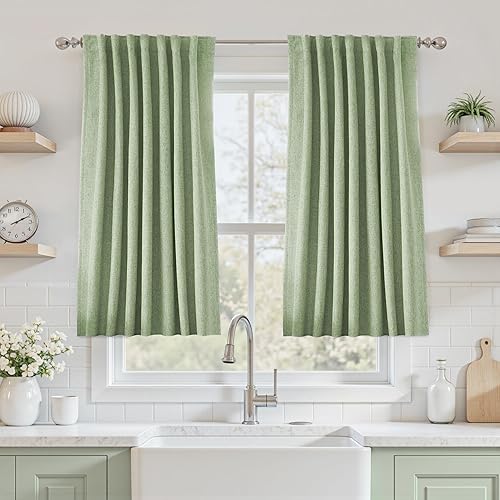 Miniatura 83 de UHITECH Cortinas Opacas de Lino Natural para Sala de Estar/Dormitorio Ventana Pequeña 54 Pulgadas de Largo Juego de 2 Paneles Cortina Opaca Pestaña