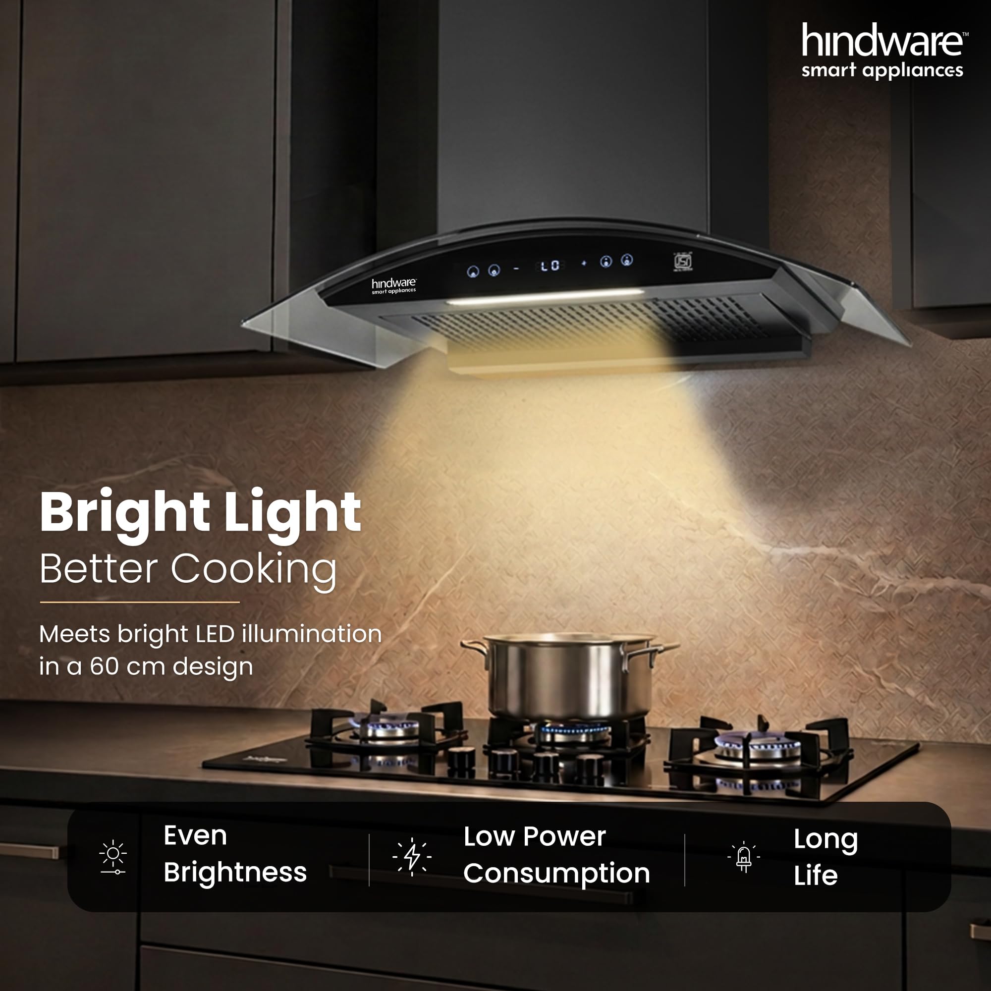 Hindware Amyra Wall Mount Hood - 1400 CMH, Motion Sensor -6
