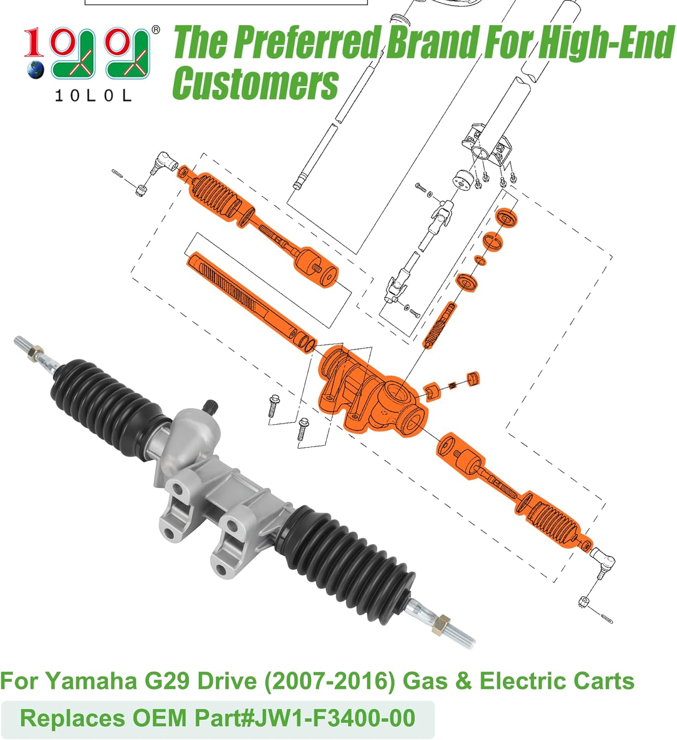 10L0L Golf Cart Steering Gear Box Assembly for Yamaha G22 G29 Drive Gas or Electric Golf Cart