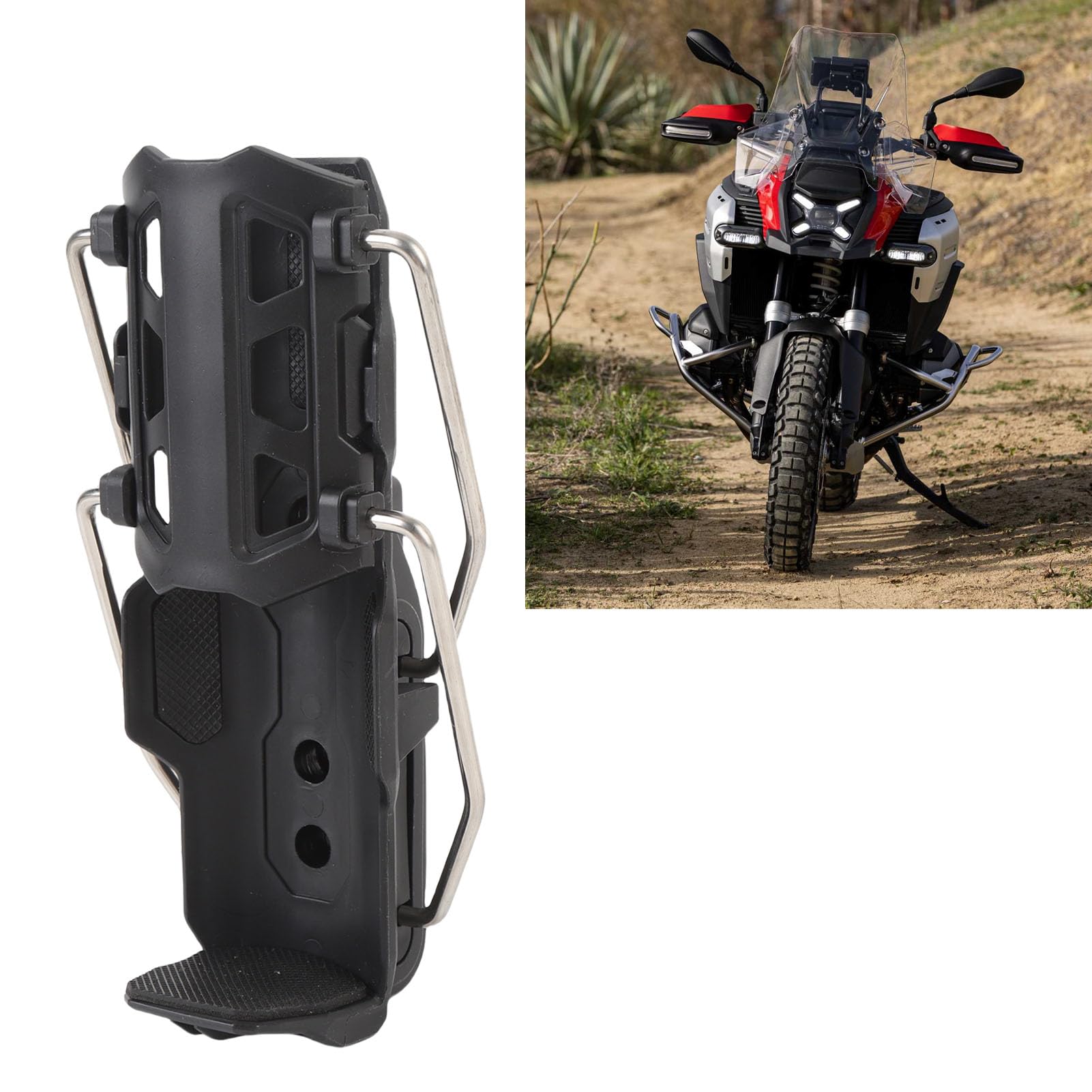 Portabicchieri per Moto, Portaborraccia Regolabile per Tazze 32-80 Mm, Universale, con Attacco per Manubrio 22-25 Mm.