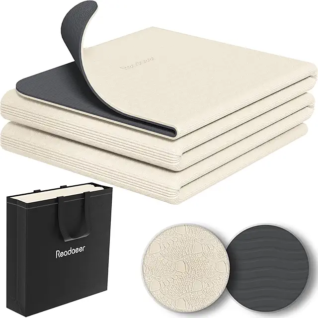 Foldable Two-Tone Yoga Mat with Carry Bag - 6mm Thick Non-Slip TPE Exercise Mat