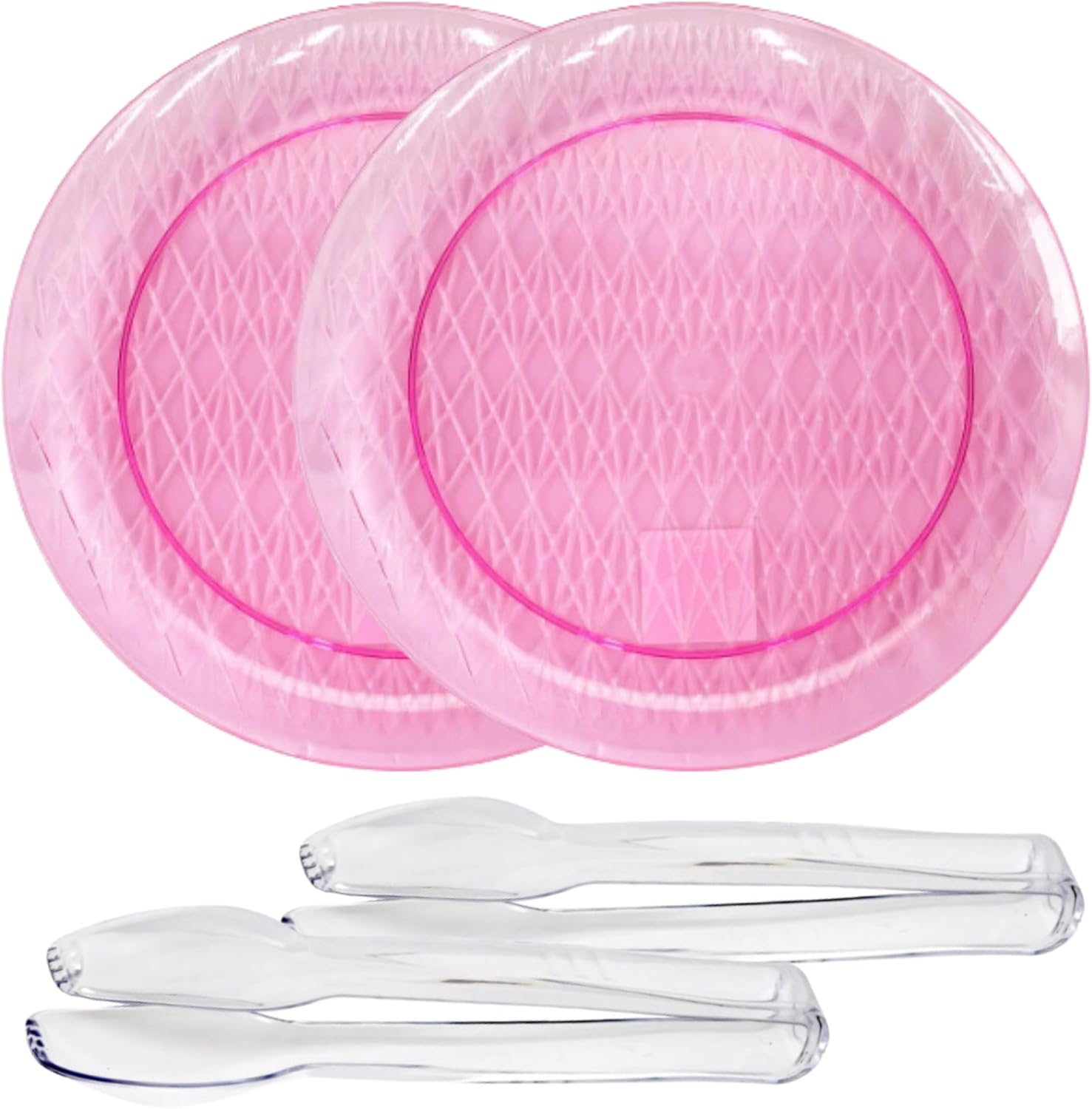 ACHED 2Pcs Light Pink Round Tray 14 Inches and 2Pcs Clear
