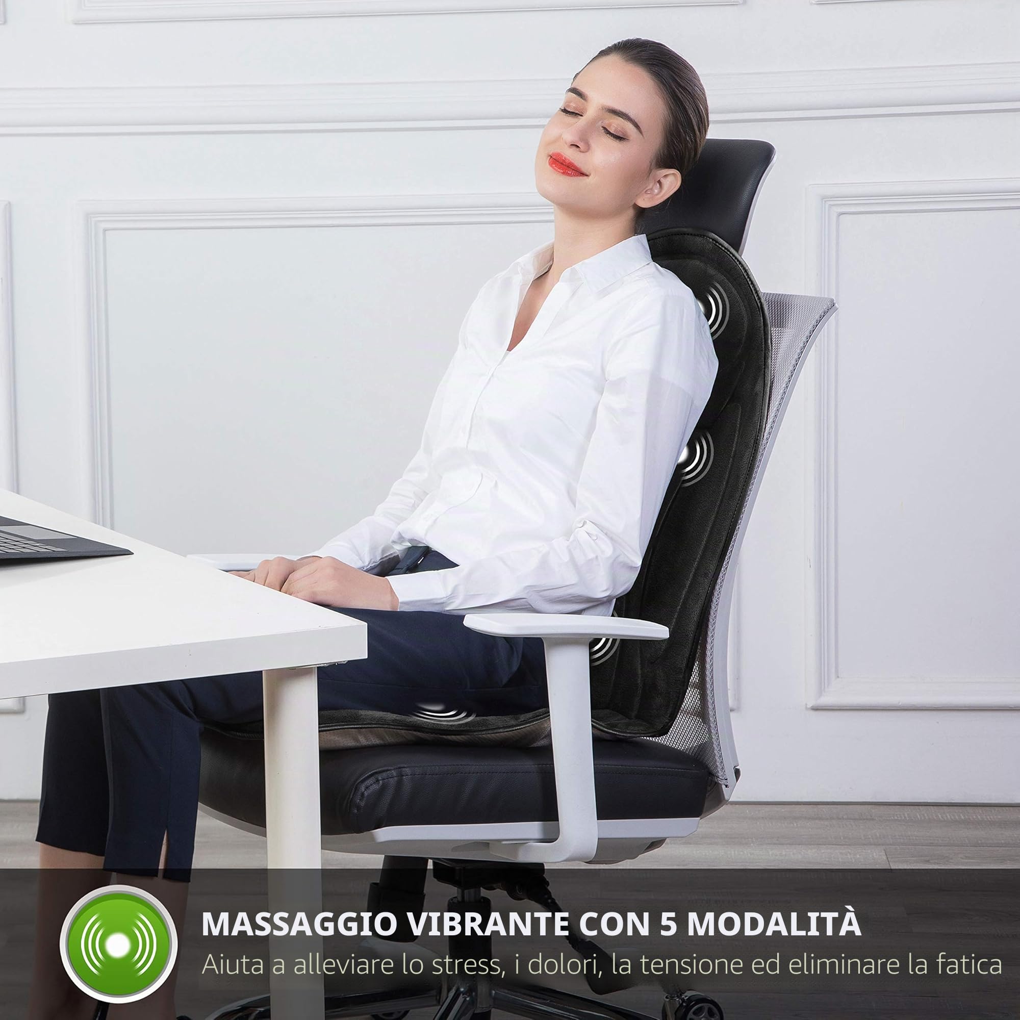 Snailax Memory Foam Massage Seat Cover per schiena e collo, coprisedile massaggiante con funzione di calore e vibrazione, massaggiatore per ufficio, regali per uomini, donne