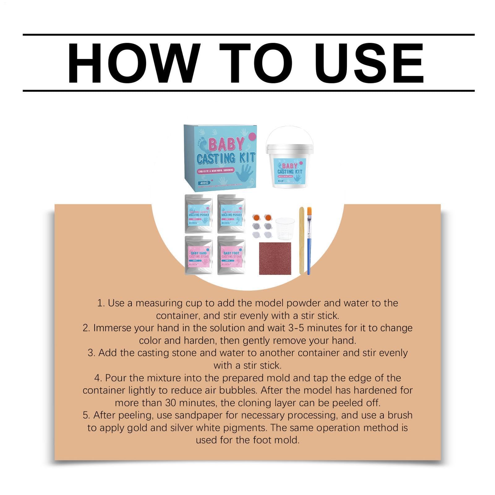 Polvere per Calco di Mani Set per Impronta di Mano Bambini | Kit per Creare Calchi in Gesso per Feste Compleanno Famiglia Camerette Soggiorno