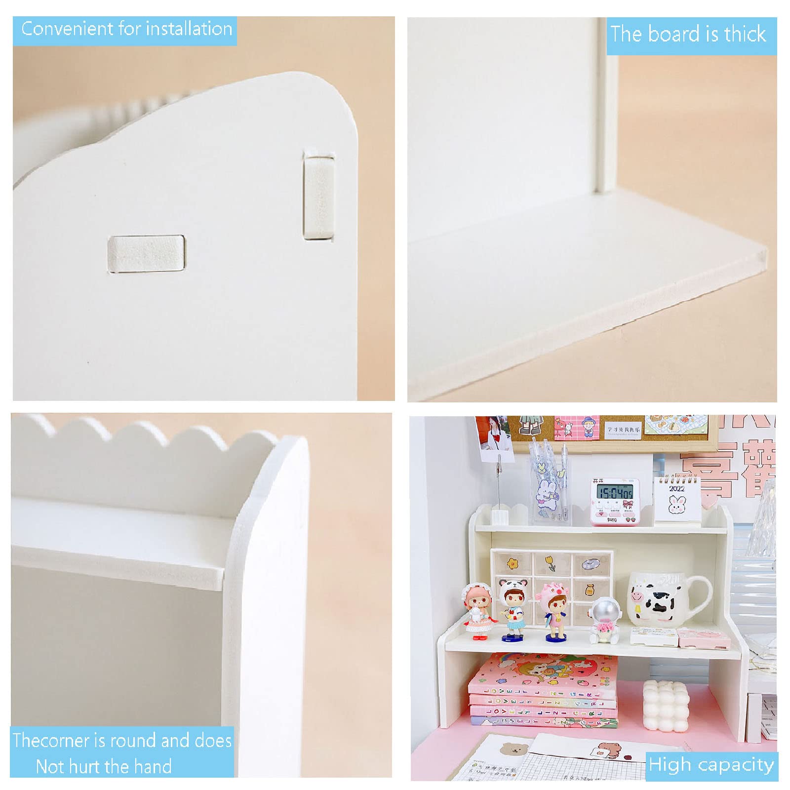 Torre per libreria Multistrato, mensola da scrivania Regolabile con Pannello Forato per Ufficio, Arredamento per la casa, Cucina, Piccola capacità 50 kg, Bianco e Nero, 31,4 x 36,6 Pollici