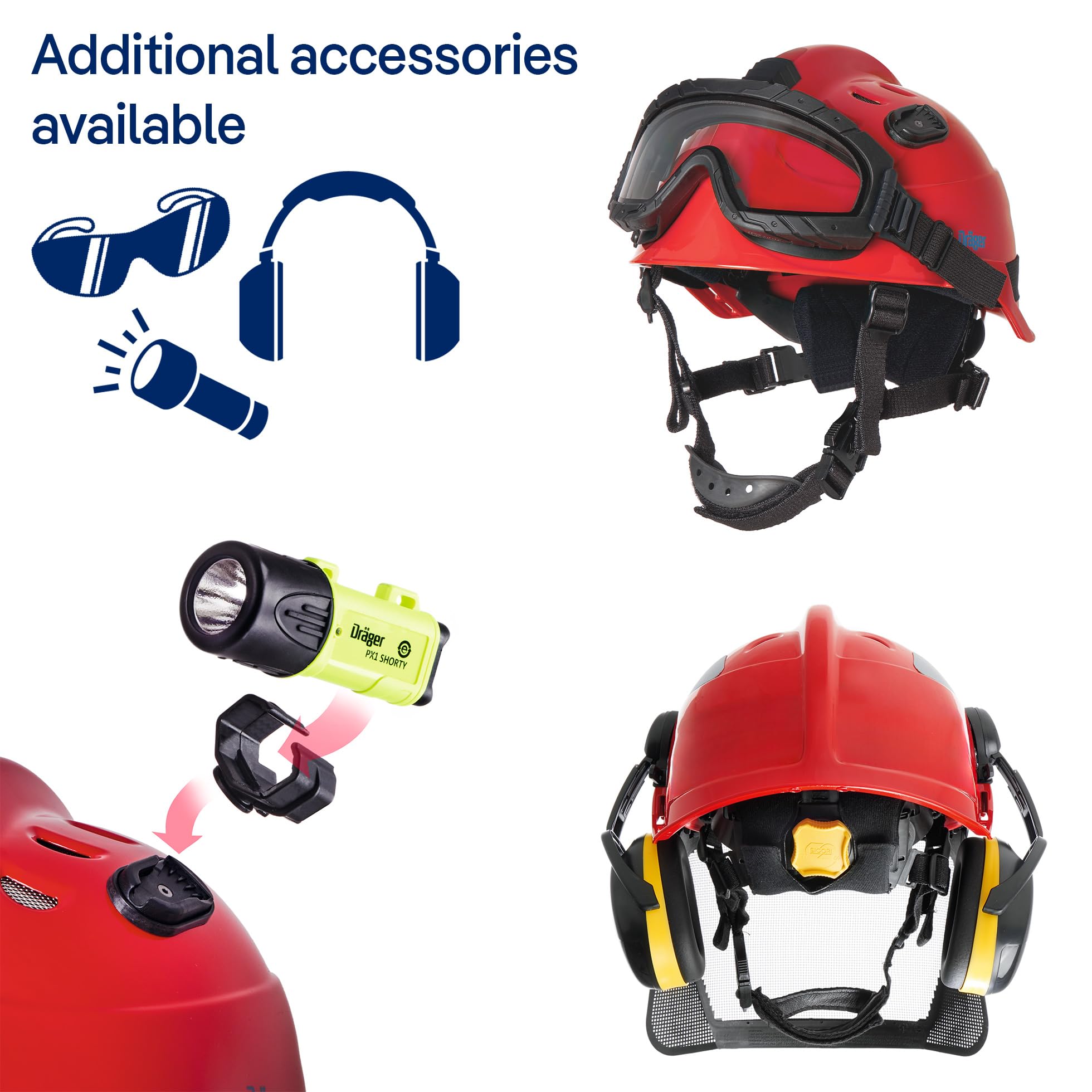 Dräger HPS 3500 - Casco di sicurezza professionale con occhiali di sicurezza per cantieri, misura regolabile e sottogola | Miniere, costruzioni, arrampicata, grotte