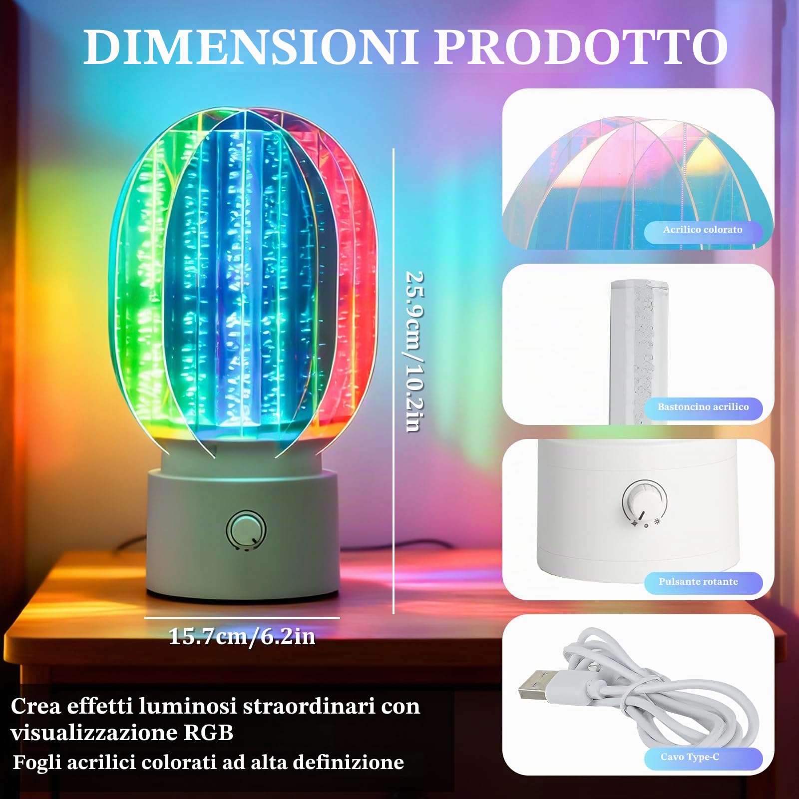 2026 Nuova luce notturna Aurora rotante 3D dimmerabile, per un'atmosfera romantica stellata, proiettore LED rotante a 360°, regalo di Natale e compleanno, decorazione per la cameretta dei