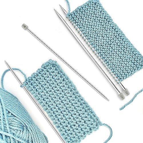 Miniatura 4 de Hysagtek Juego de 22 agujas de tejer de acero inoxidable de 14 pulgadas, rectas, de un solo punto, kit de agujas de tejer de metal en diferentes