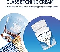 Vista 3 de Crema de grabado para vidrio de 10 onzas con 2 pinceles, kit de grabado de vidrio que crea patrones grabados permanentes, kit de inicio de grabado