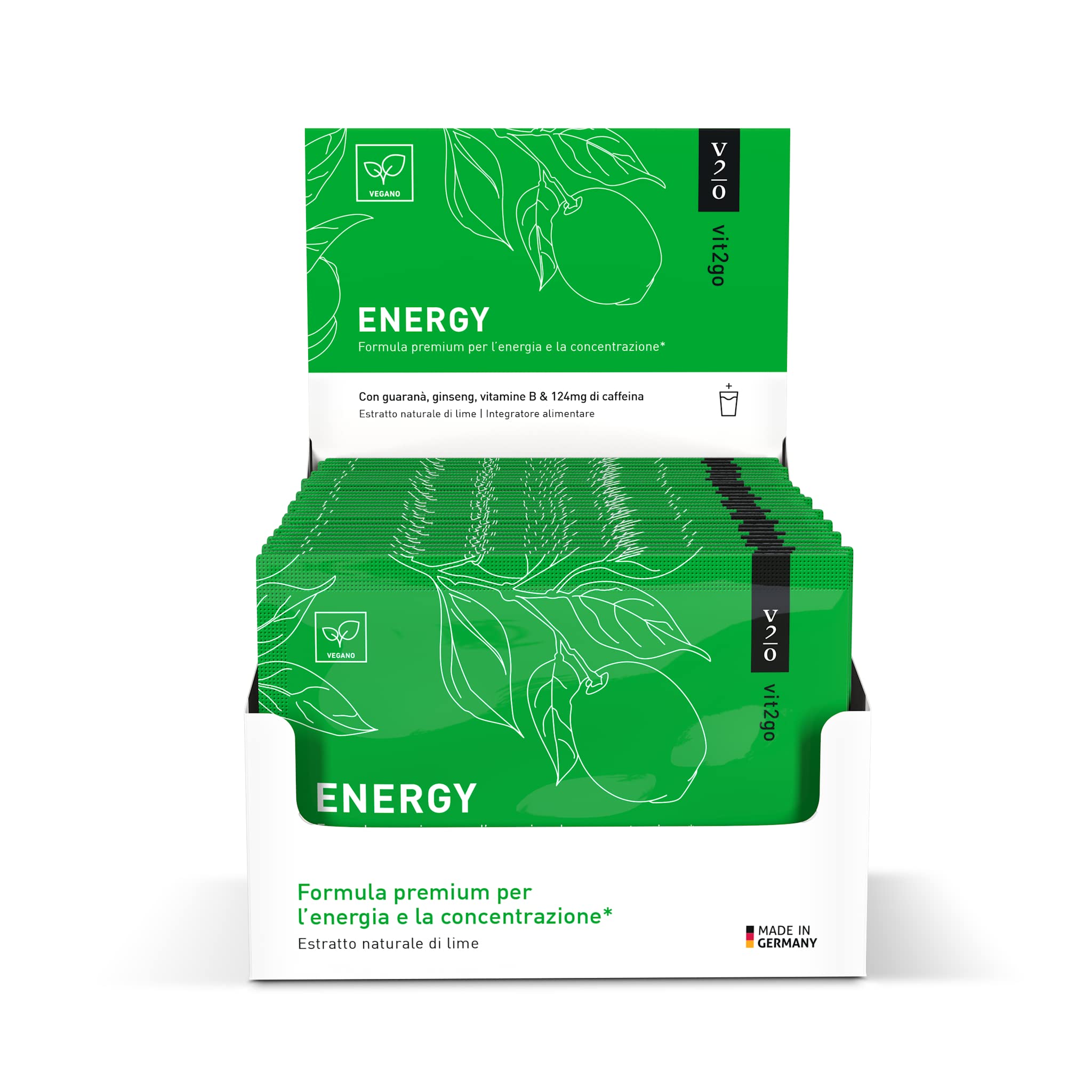 Energy - Bevanda Energetica in Bustine con Guaranà | 124mg Caffeina, Ginseng, Taurina, L-Tirosina, Vitamine del Gruppo B e Magnesio | Senza Zucchero, Vegano | 30 Bustine