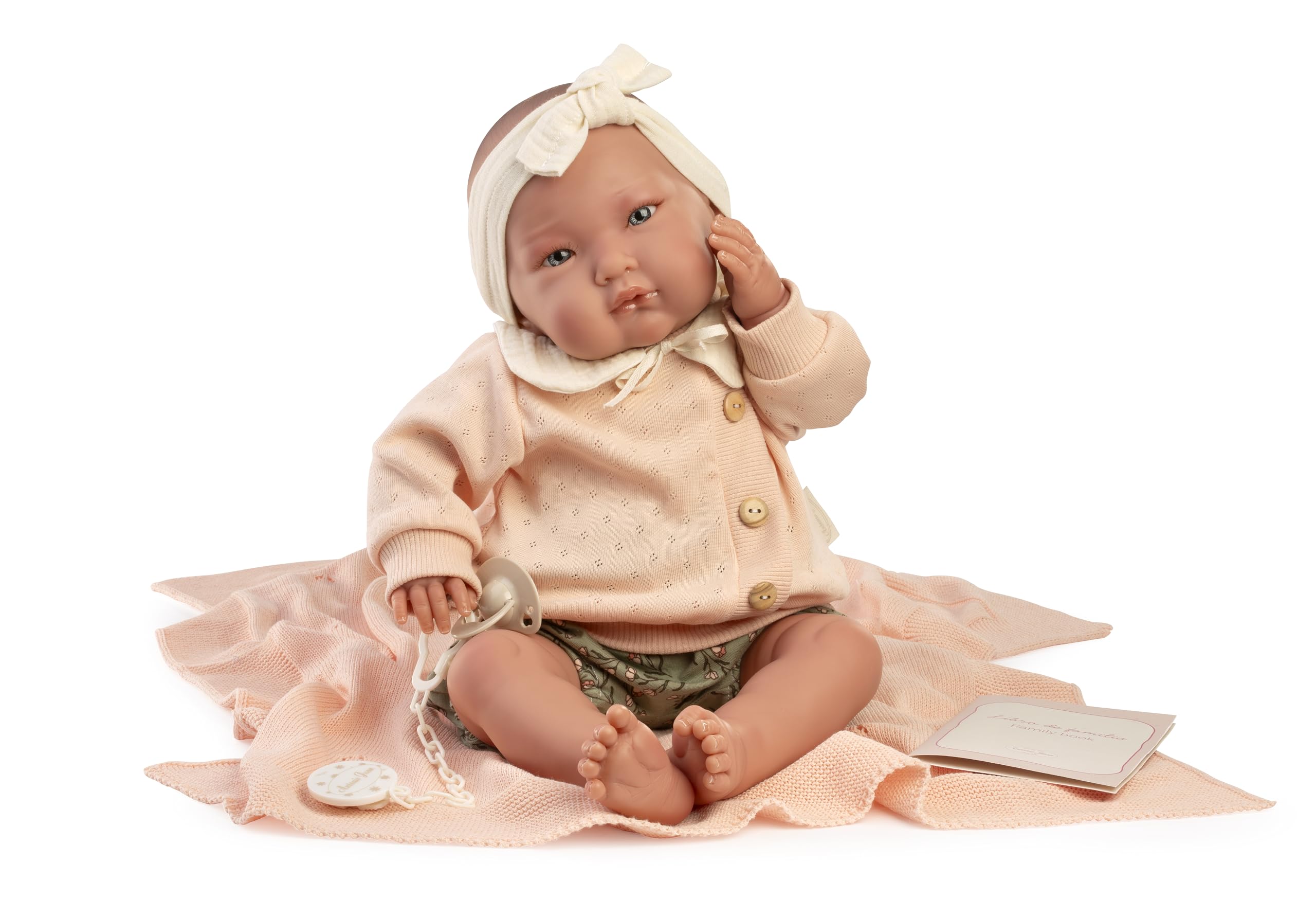 Muñecas Antonio Juan Mi Primer Reborn Alejandra con Lazo, Muñeca Reborn para Niños, Peluche con Accesorios