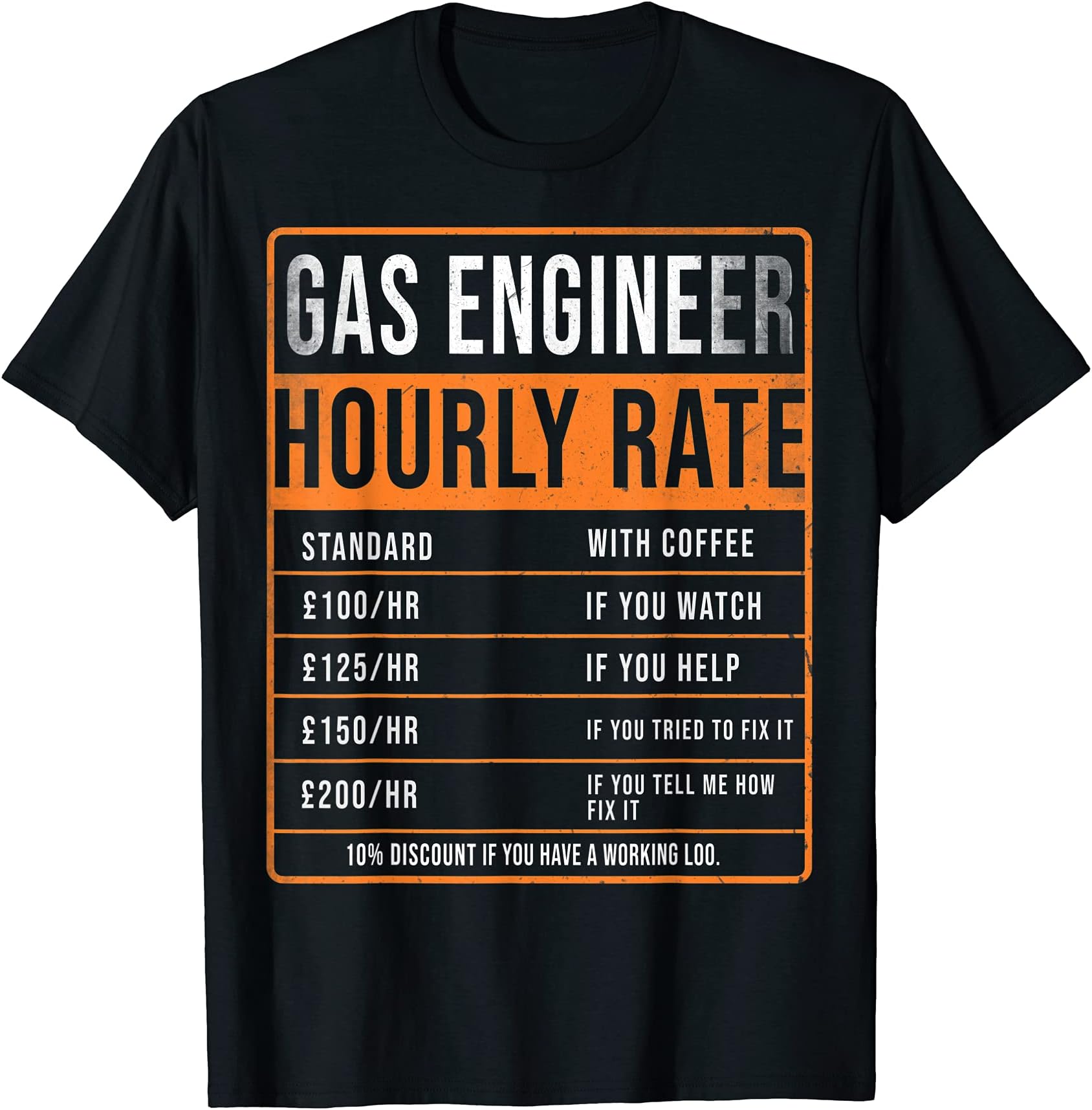 Gas Engineer Hourly Rate Tee Heating EngineerGas Engineer Hourly Rate UK Funny Heating Engineer T-ShirtOEKO-TEX STANDARD 100