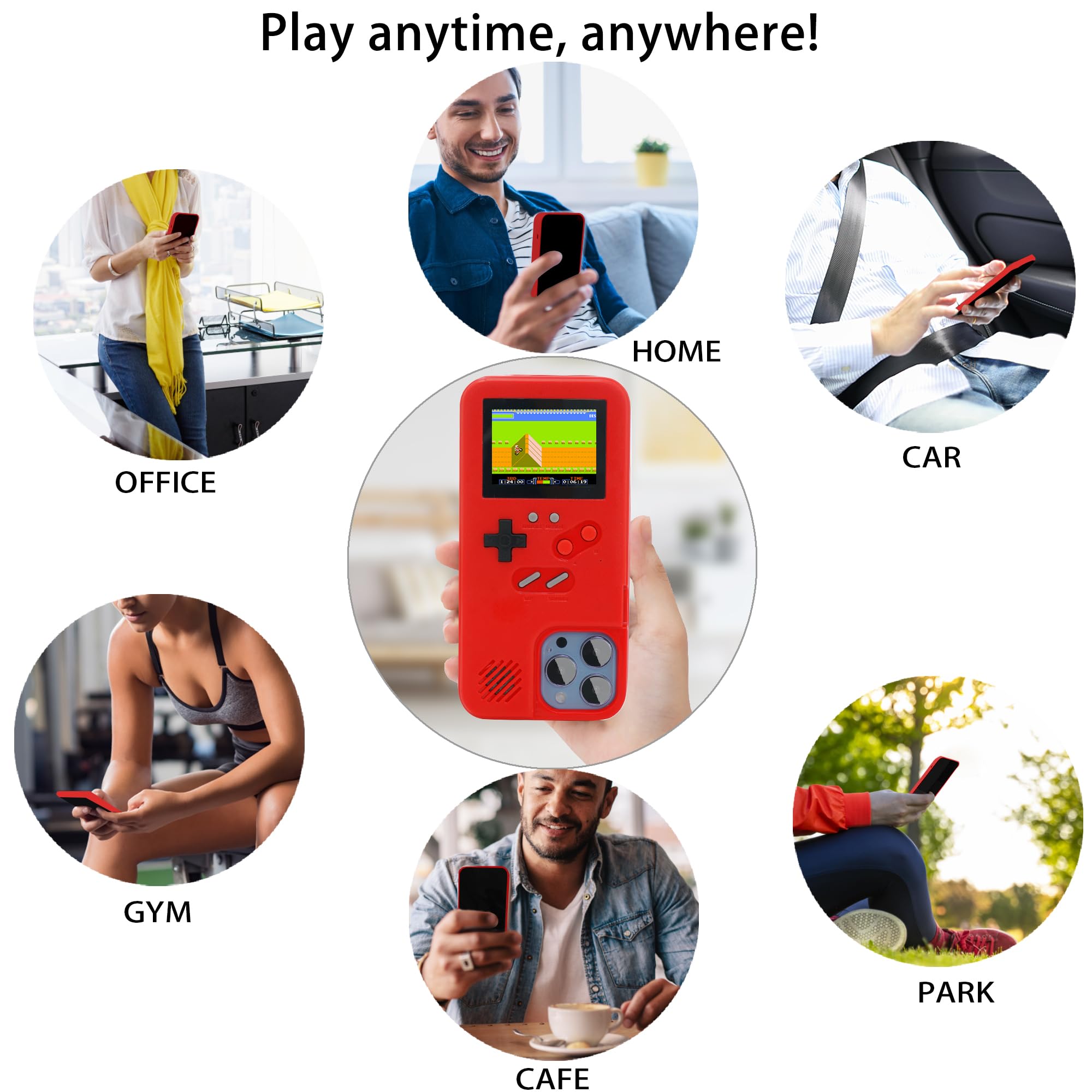 Gameboy – Coque pour iPhone 15 Pro Max uniquement, rétro à 168 jeux classiques, jeux vidéo en couleur, anti-rayures et antichoc pour iPhone WeLohas