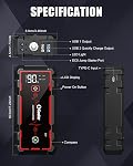 Jump Starter, 5000A Car Battery Booster Pack, Jump Box Battery Booster with 3 Modes Flashlight, 14 Protections Safety Jump Cables,3-in-1 Emergency Light and Golves