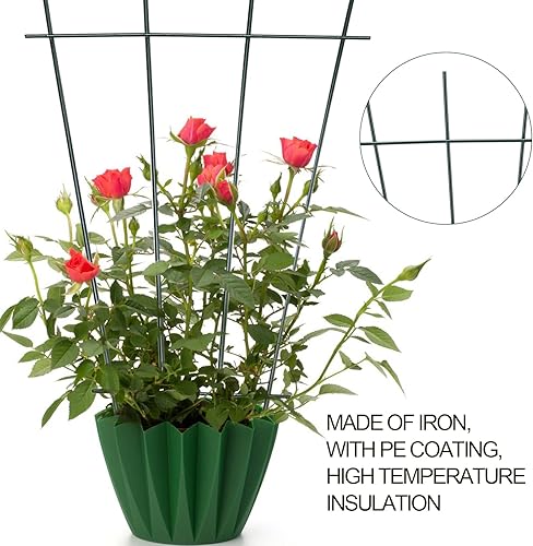 Miniatura 5 de Paquete de 2 pequeños enrejados de jardín para plantas trepadoras, plantas en maceta de hierro, soporte para el cultivo de plantas trepadoras,