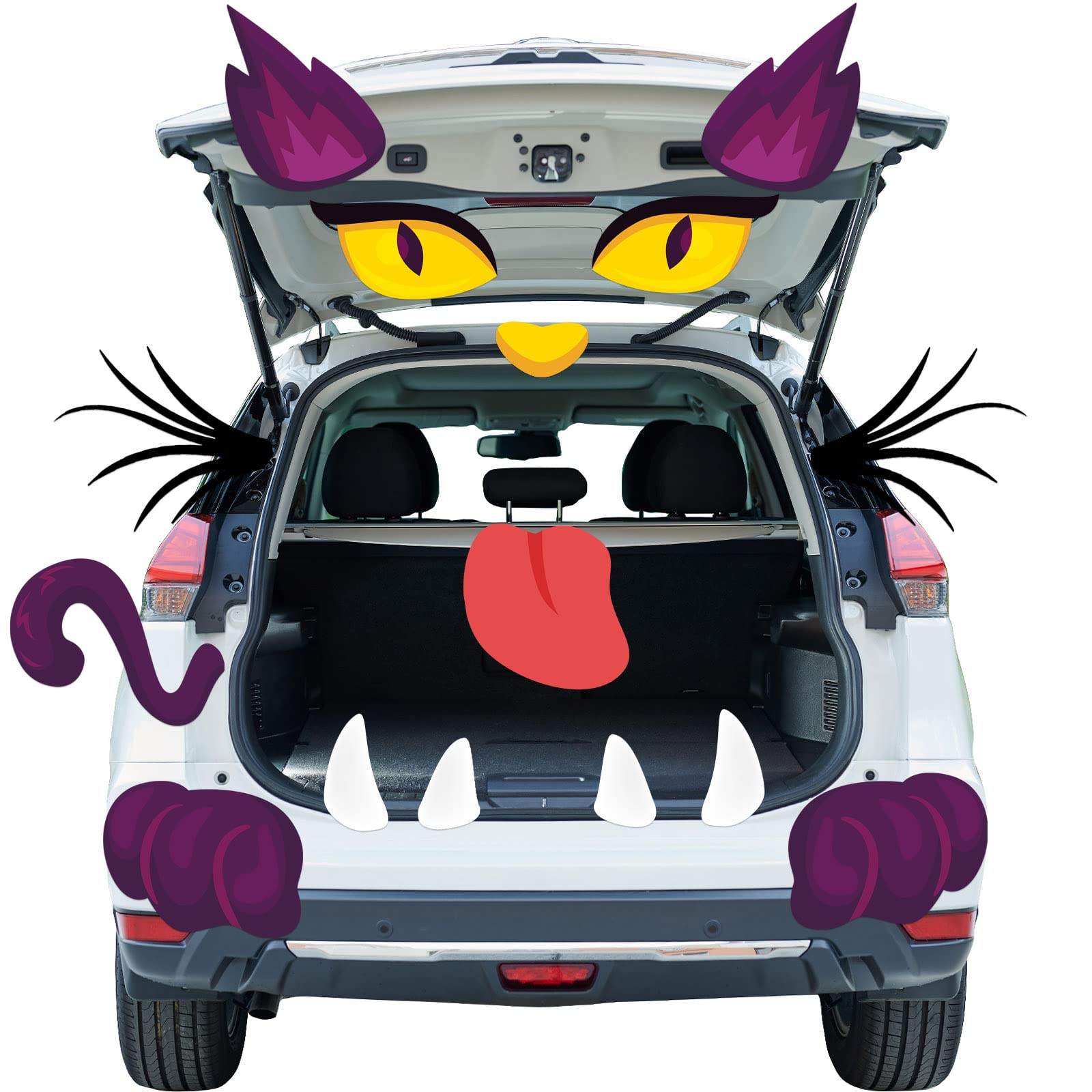 Treasure Cove Halloween Trunk or Treat Car Decorations Kit with Monster Face for Outdoor Archway Garage Door 15Pcs