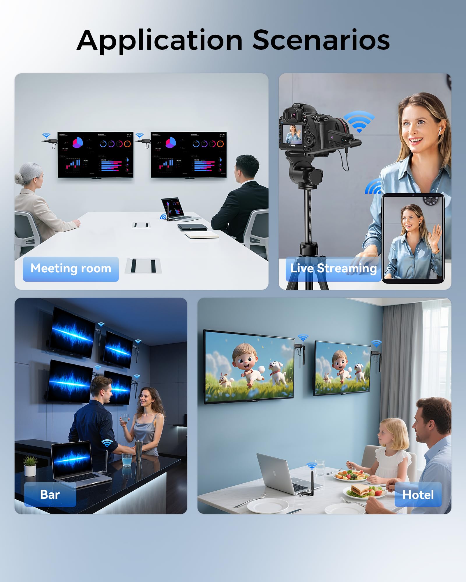 Wireless HDMI Transmitter and 2 Receiver 350M/1148FT,1080P HDMI Funkübertragung Funk Streaming Video für Laptop, Camera, TV Box zu HDTV, Monitor,Projektor