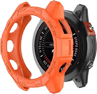 Case Compatible with Garmin Epix Pro 51mm/Fenix 7X Pro/Fenix 7X Case Cover Soft TPU Bumper Rugged Shock Proof Protective Shell for Garmin Fenix 7X Pro Watch Case Orange