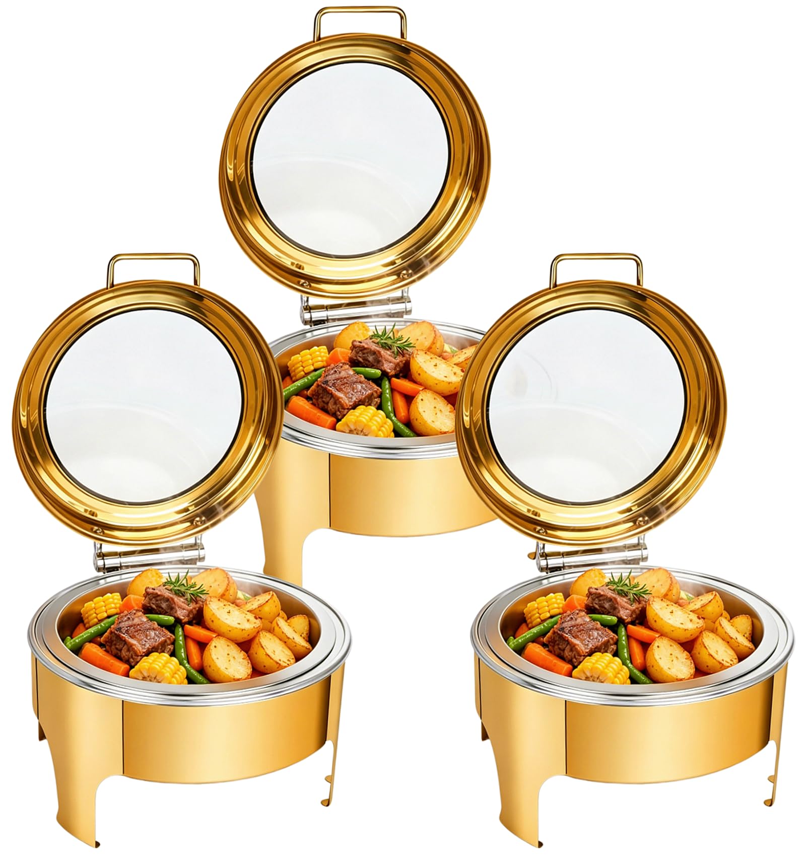 Platos de frotamiento dorados for buffet, for catering