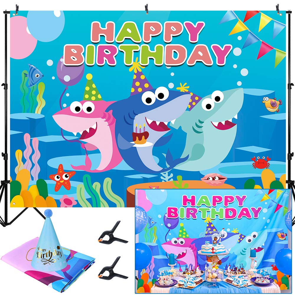 Buy ZWARMY Shark Baby Birthday Backdrop 7x5ft Shark Baby Birthday
