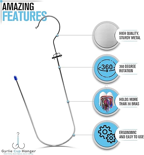 Miniatura 4 de GYRLIE - Colgador de sujetador para organizador de armario - Ahorro de espacio para más de 25 brasieres - Cualquier tamaño de copa - Fácil de poner
