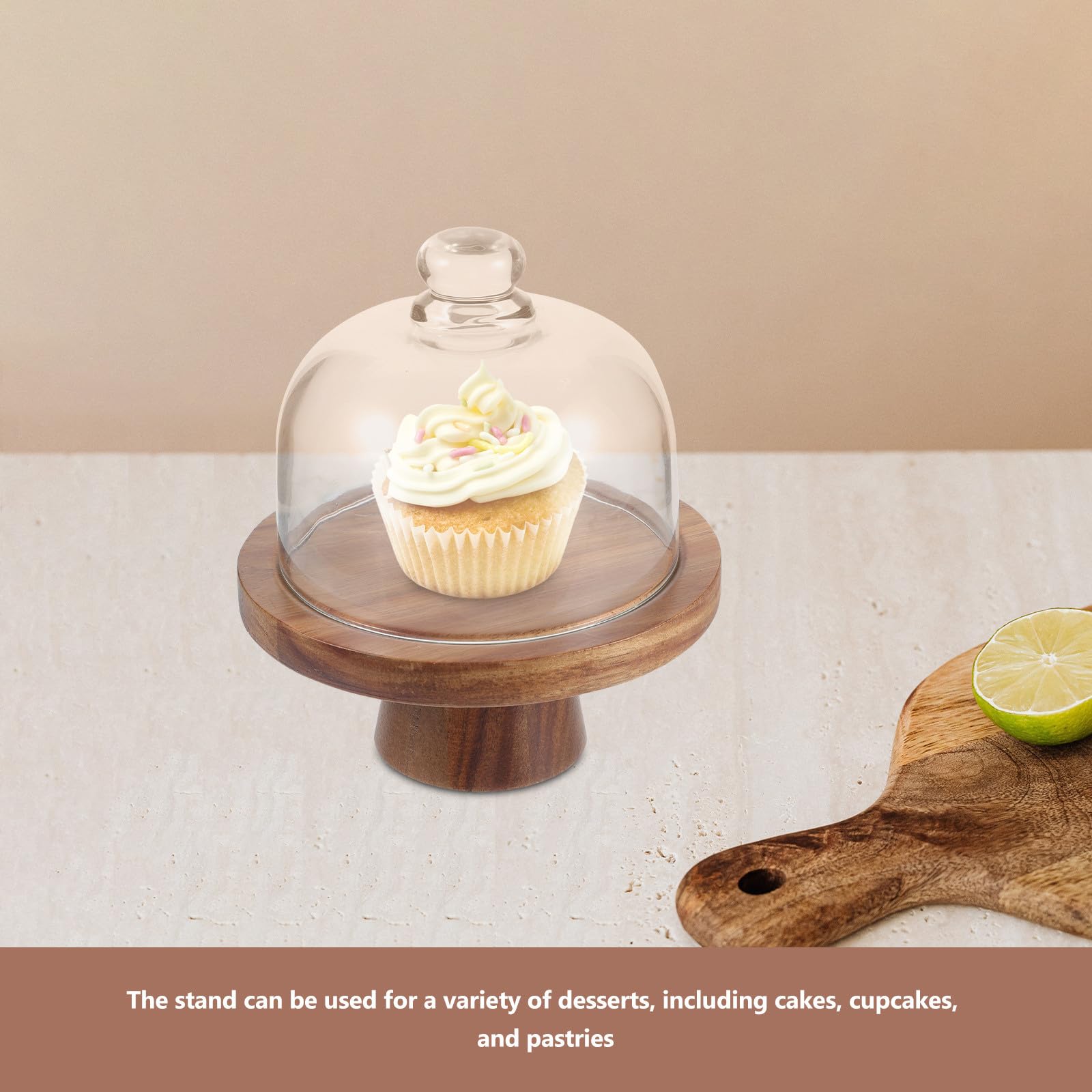Alzatina per Dolci in Vetro e Legno per Cupcake e Pasticcini | Occasioni Speciali e Matrimoni, Facile da Trasportare e Smontare, Leggera per Esposizione e Servizio