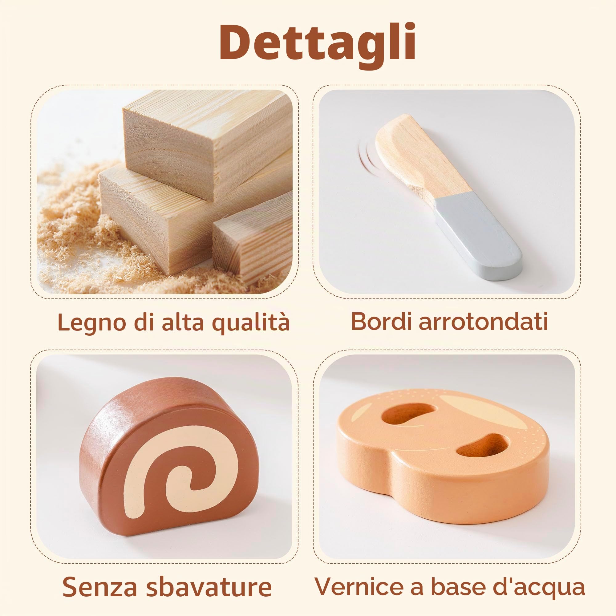 ROBOTIME Montessori - set da taglio in legno per bambini, da giardino e cucina, con accessori in legno, giocattoli per bambini (set di cottura)