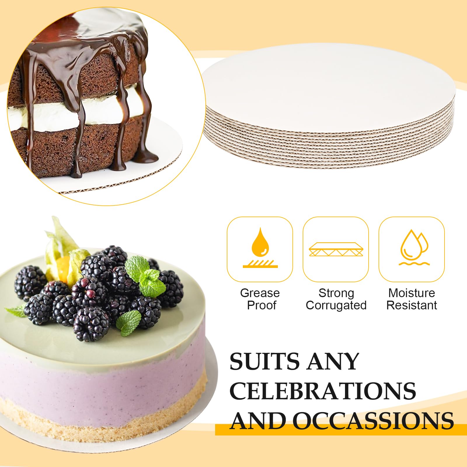12 Pezzi Sottotorta Tondo 30 cm Cartone, Vassoio Torta Rotondo Bianco, Sottotorta Tondo con Spatola per Dolci, per Decorazione di Torte di Matrimoni e Compleanno