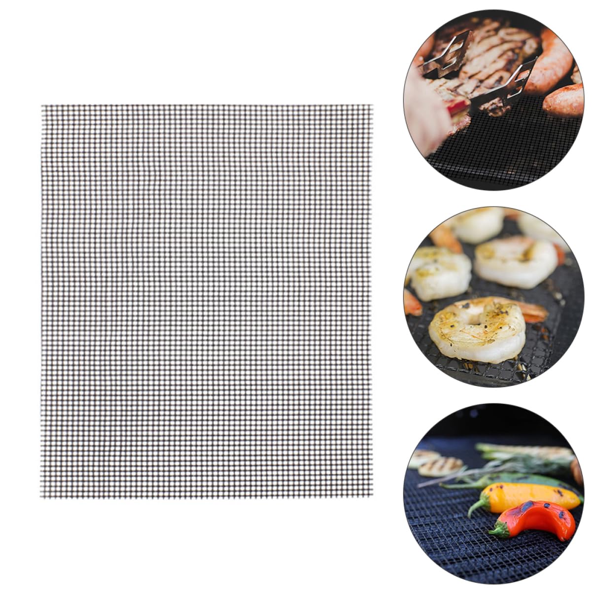 HEMOTON 2Pcs Non Stick Bbq Grill Mesh Mat Heat Resistant Barbecue Grilling Accessories Reusable and Dishwasher Safe for Meat Vegetables and More
