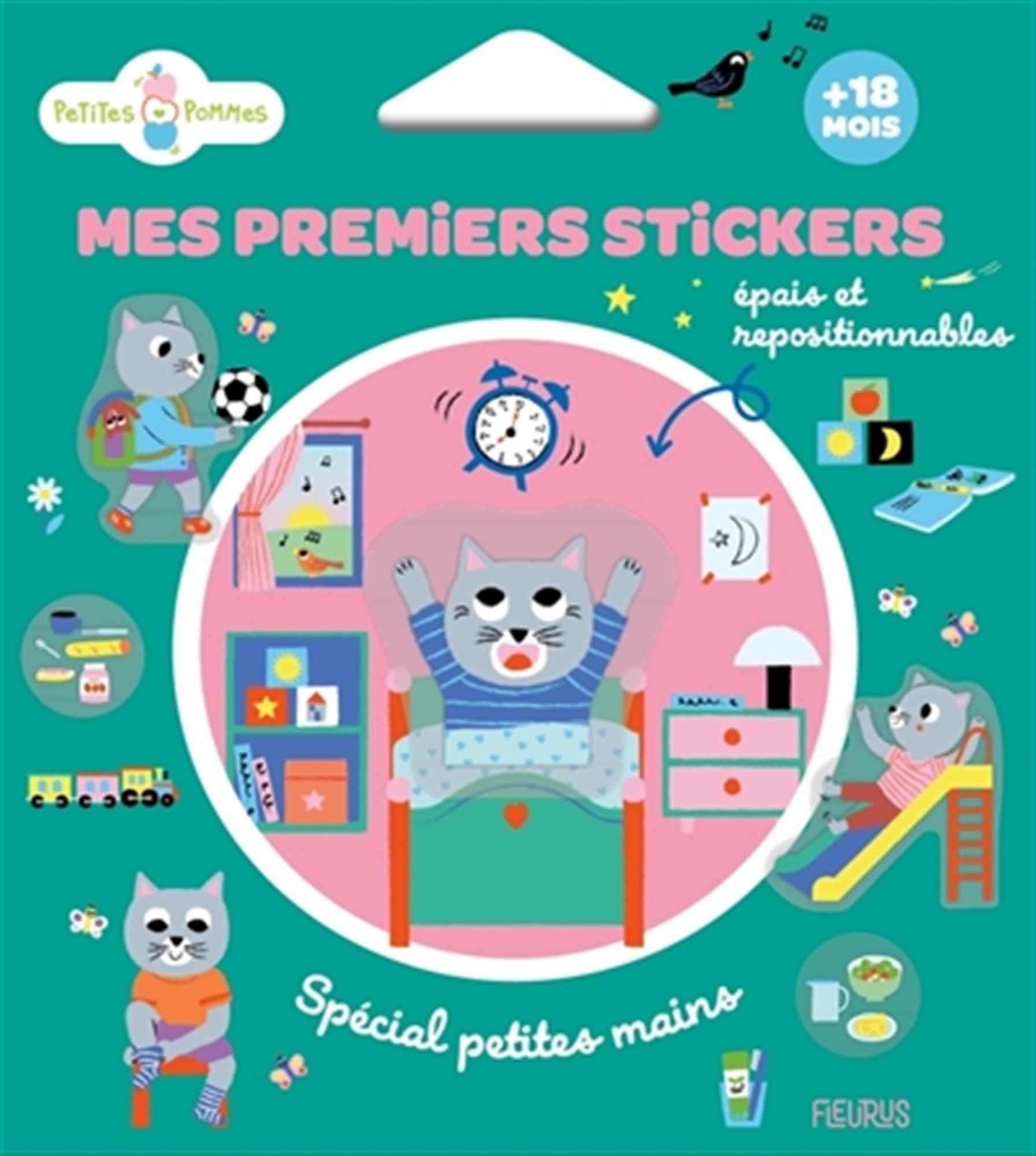 Mes premiers stickers - Au fil de la journée: Spécial petites mains. Avec 28 stickers épais et repositionnables et 4 tableaux à compléter