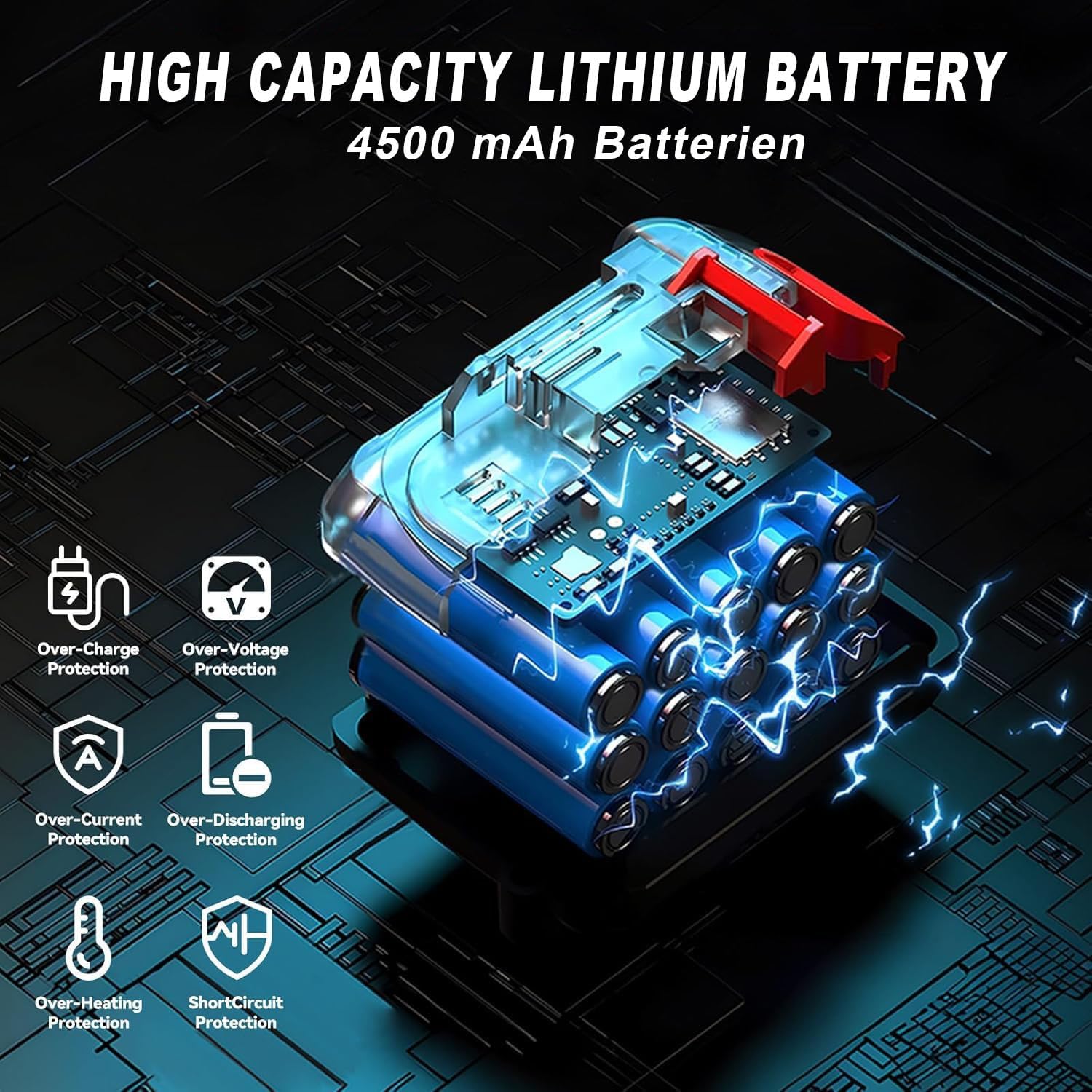 Electric Cordless Leaf Blower, 540 CFM/170 MPH, Battery Powered with 4.5Ah Batteries, 6-Speed & Turbo Mode, Lightweight for Lawn Care,Patio,Leaves,Dust,and Snow Removal