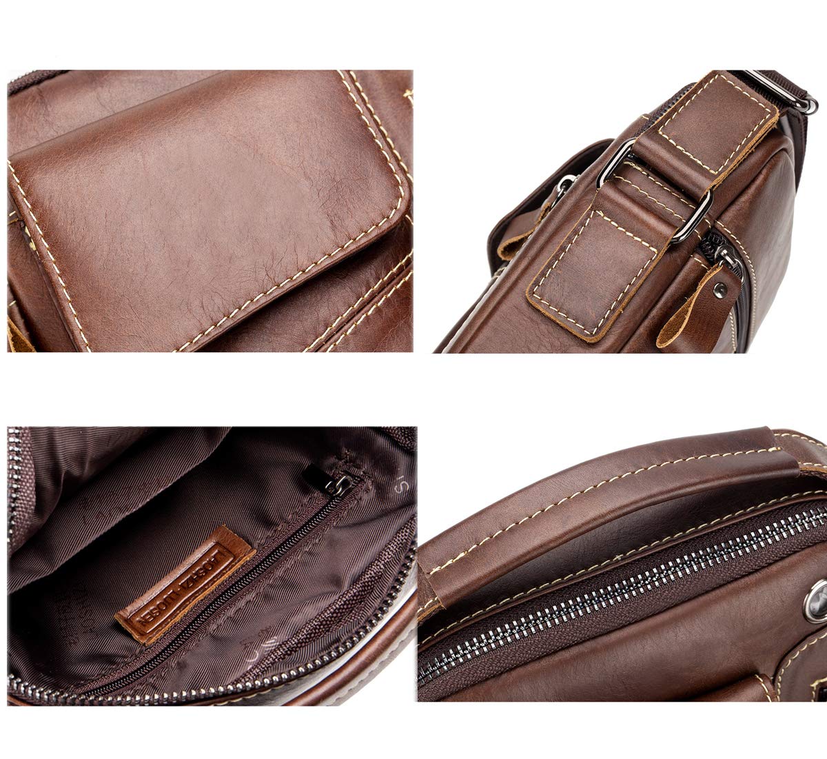 Homme Sacs Portés épaule Tendance Loisir Cuir Veritable Sac Besace