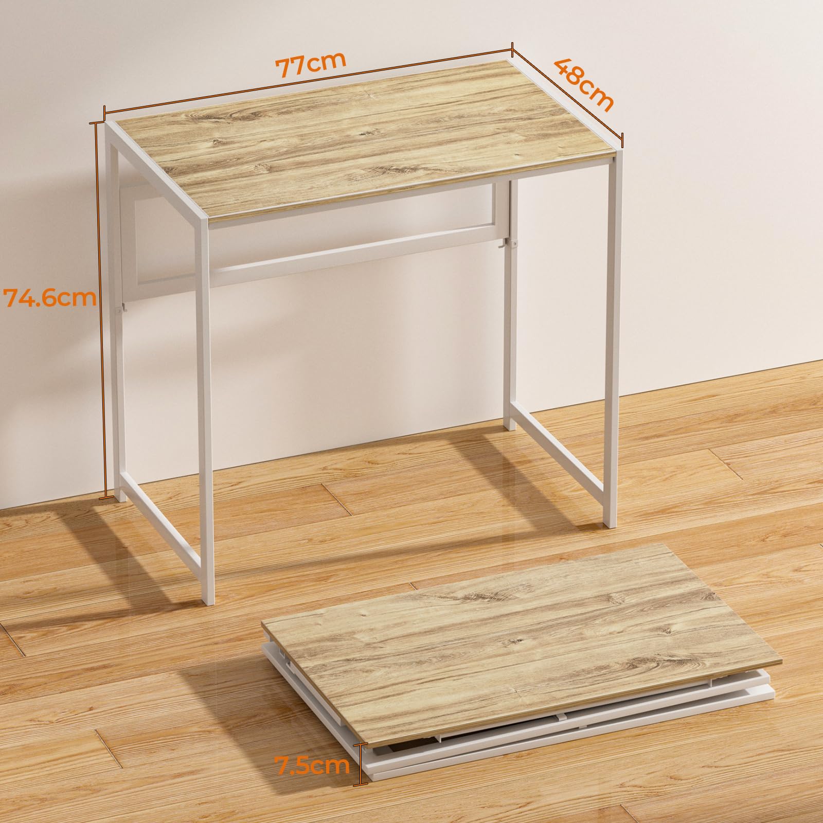 GreenForest Escritorio Plegable sin Montaje, 80x48 Mesa Portátil y Estable | Folding Desk Multifuncional para Ahorrar Espacio, para Oficina en Casa, Gaming y Picnic, Beige