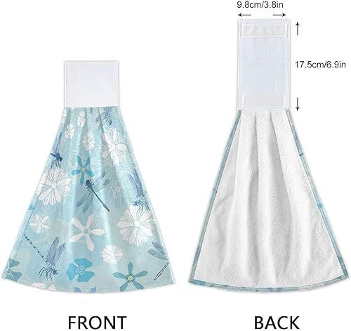 Miniatura 4 de Blue Dragonfly Flower Hand Towels Set of 2 Soft Absorbent Decorative Hand Towels for Bathroom Hanging Kitchen Towels Dish Cloth for Laundry Room