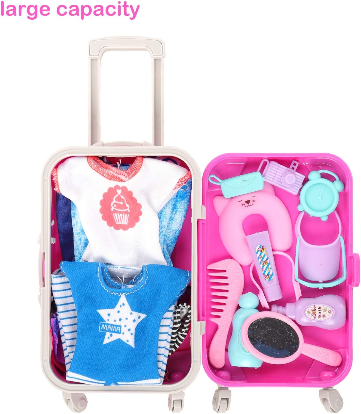 Compre BARWA 32 piezas Maleta para muñecas Ropa Ropa de viaje Ropa y  accesorios para almacenamiento de transporte de muñecas de 11.5 pulgadas,  incluido 1 Equipaje 1 Maleta 23 Artículos de viaje