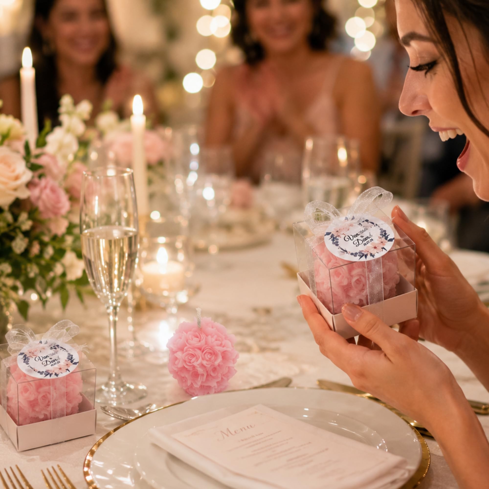 bomboniere matrimonio, Rosa pezzi candele profumate bomboniere battesimo, anni ragazzo, comunione, cresima, anniversario di, compleanno bigliettini (bianco, set di 20)