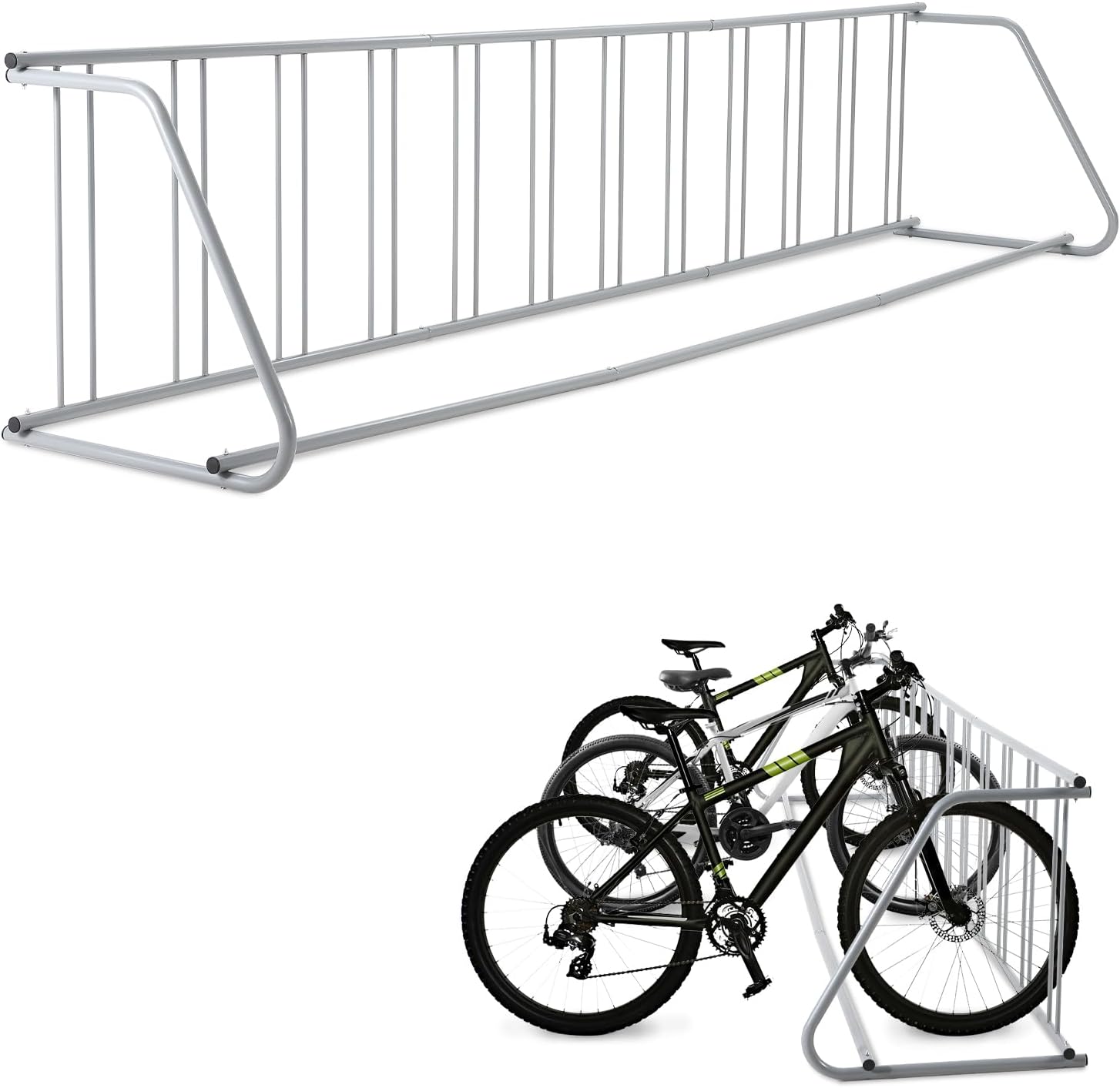 GarveeTech Single Side 12 Bike Floor Rack 147 Inch Length Freestanding Bicycle Parking Stand In Ground Grid Design For Garages Streets Yards And Bike Events Heavy Duty Storage 147" x 29.3" x 29.3"