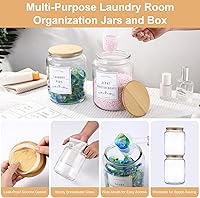 Vista 5 de Recipiente de cápsulas de lavandería con tapa de bambú hermética, frascos de vidrio para jarra de organización de lavandería. Contenedor de cápsulas