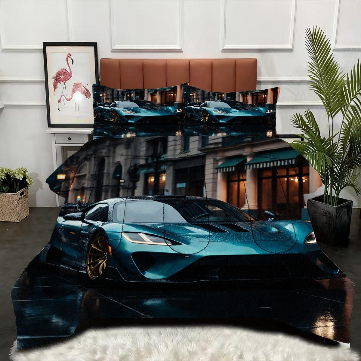 Couette 200 x 200 cm voiture 3D pour transformer votre chambre d'ado ou adulte
