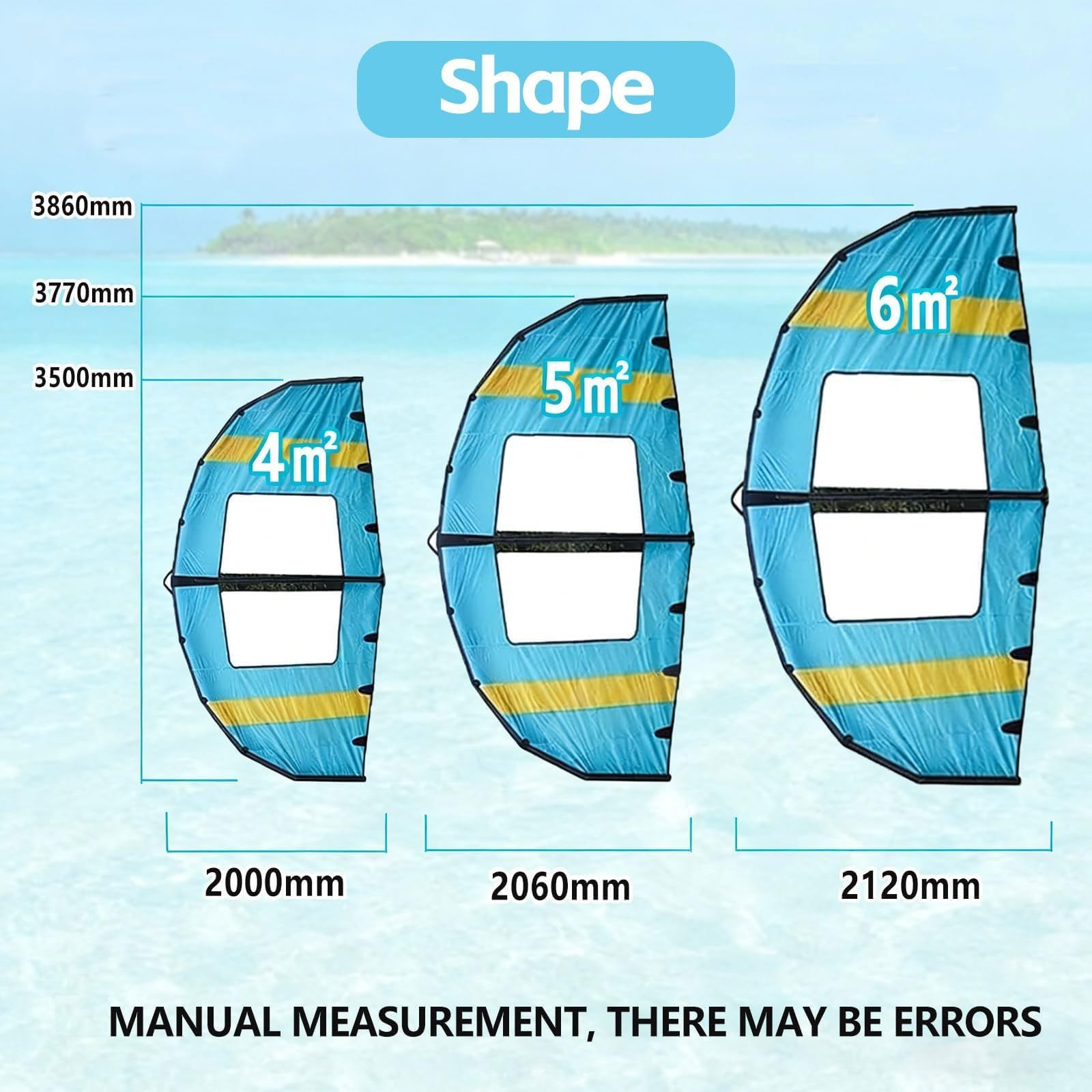 4㎡/5㎡/6㎡ Aufblasbarer Flügel for Windsurfen, aufblasbarer Flügel for Handflügel-Foliendrachensurfen, Surfsegel im Fensterdesign, Wingsurfer-Drachen for Wassersport, Kitesurfen, Surfen