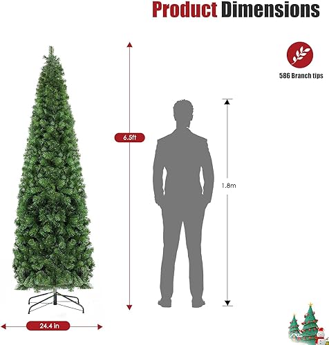 Miniatura 3 de Qukadark Árbol de Navidad artificial de abeto verde de 6.5 pies con 586 ramas, soporte plegable, bisagras de metal de alta calidad, adecuado para el
