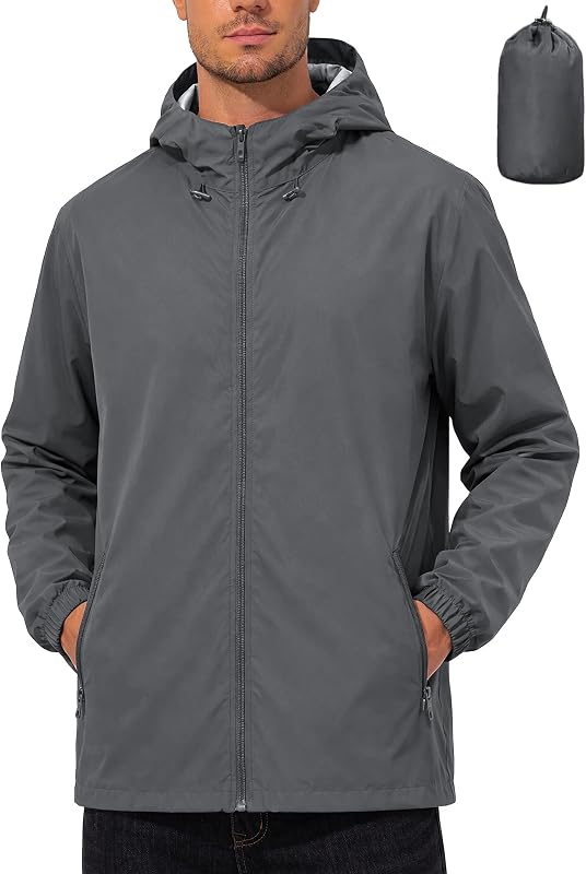 Mens Raincoat Waterproof Rain Jacket