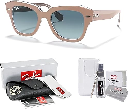 Miniatura 2 de Ray-Ban State Street RB2186 - Lentes de sol cuadrados para hombre y mujer + paquete con kit de gafas de diseñador iWear