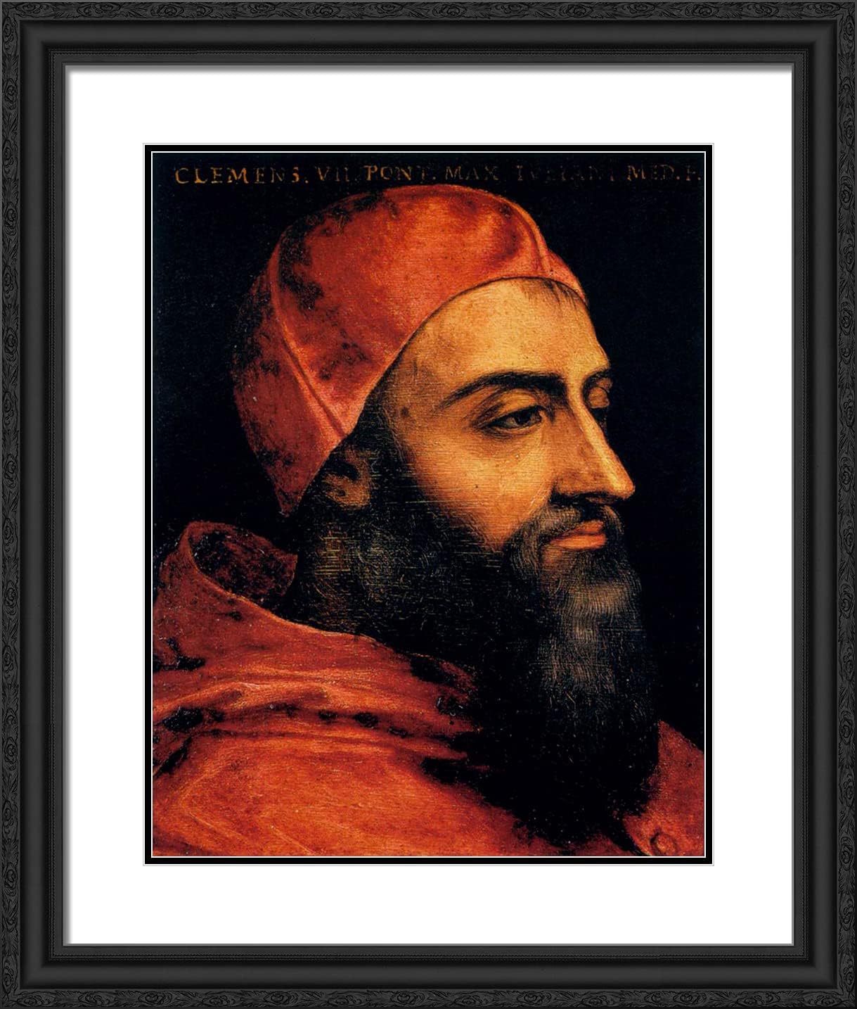 ArtDirect Bronzino, Agnolo 20x23 Gold Ornate Framed Art Print with Double Matting Titled: Portrait of Pope Clement VII