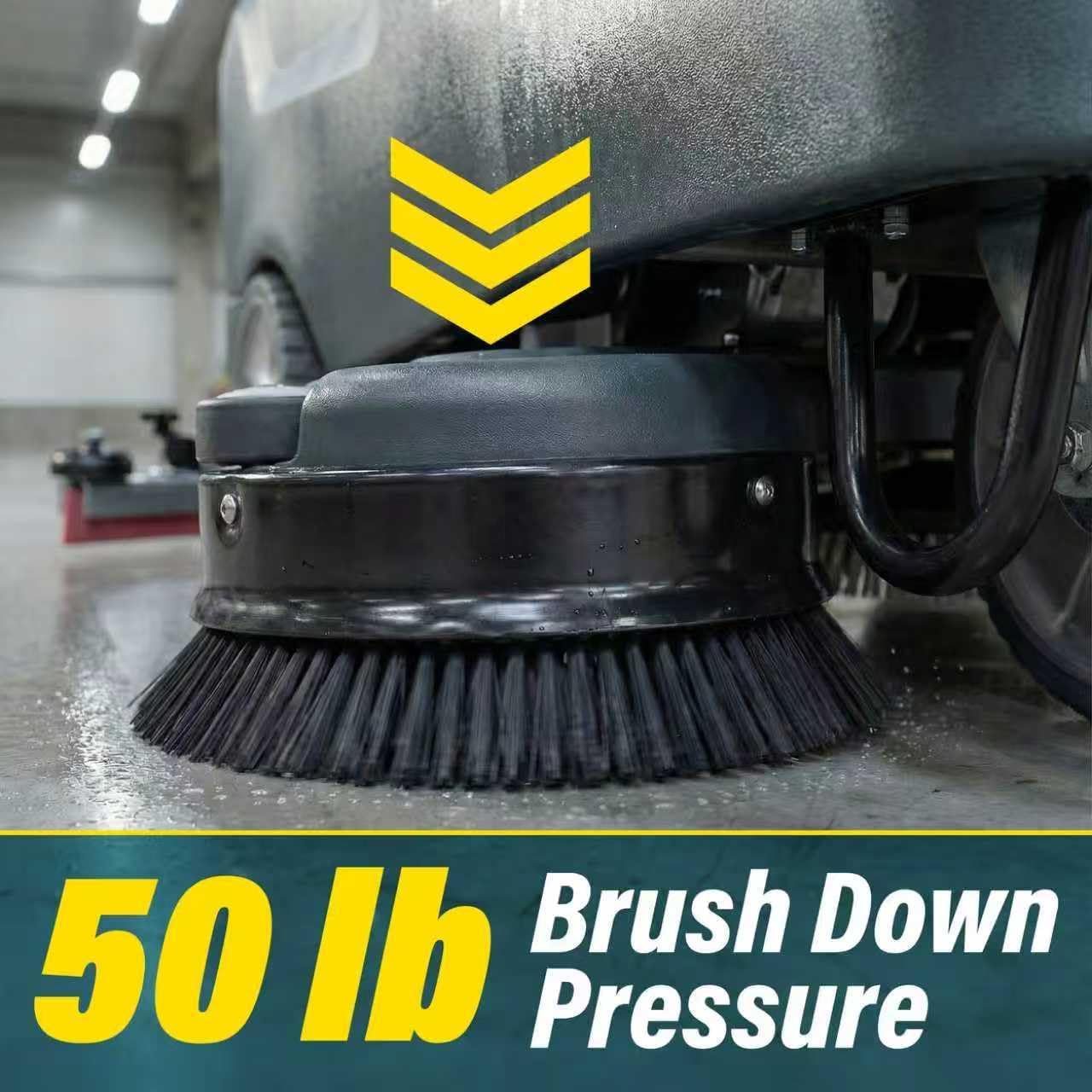 Commercial Ride-On Floor Scrubber Machine, 760mm Cleaning Width, 5000㎡/h Cleaning Efficiency, 100L Sewage Tank, 24V Battery Powered Floor Cleaning Scrubber for Warehouses, Malls, Factories & Parking