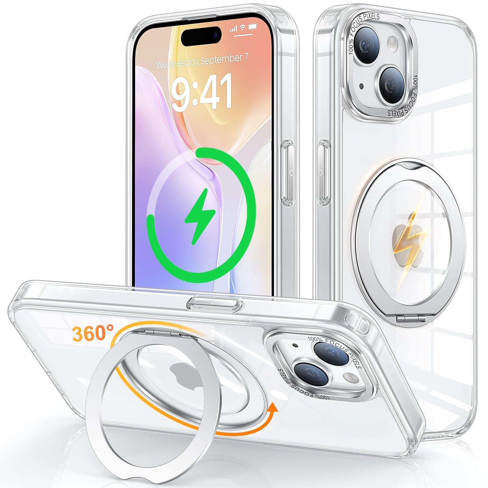 iPhone 15 Plus 用 ケース Magsafe対応 ワイヤレス充電 3…