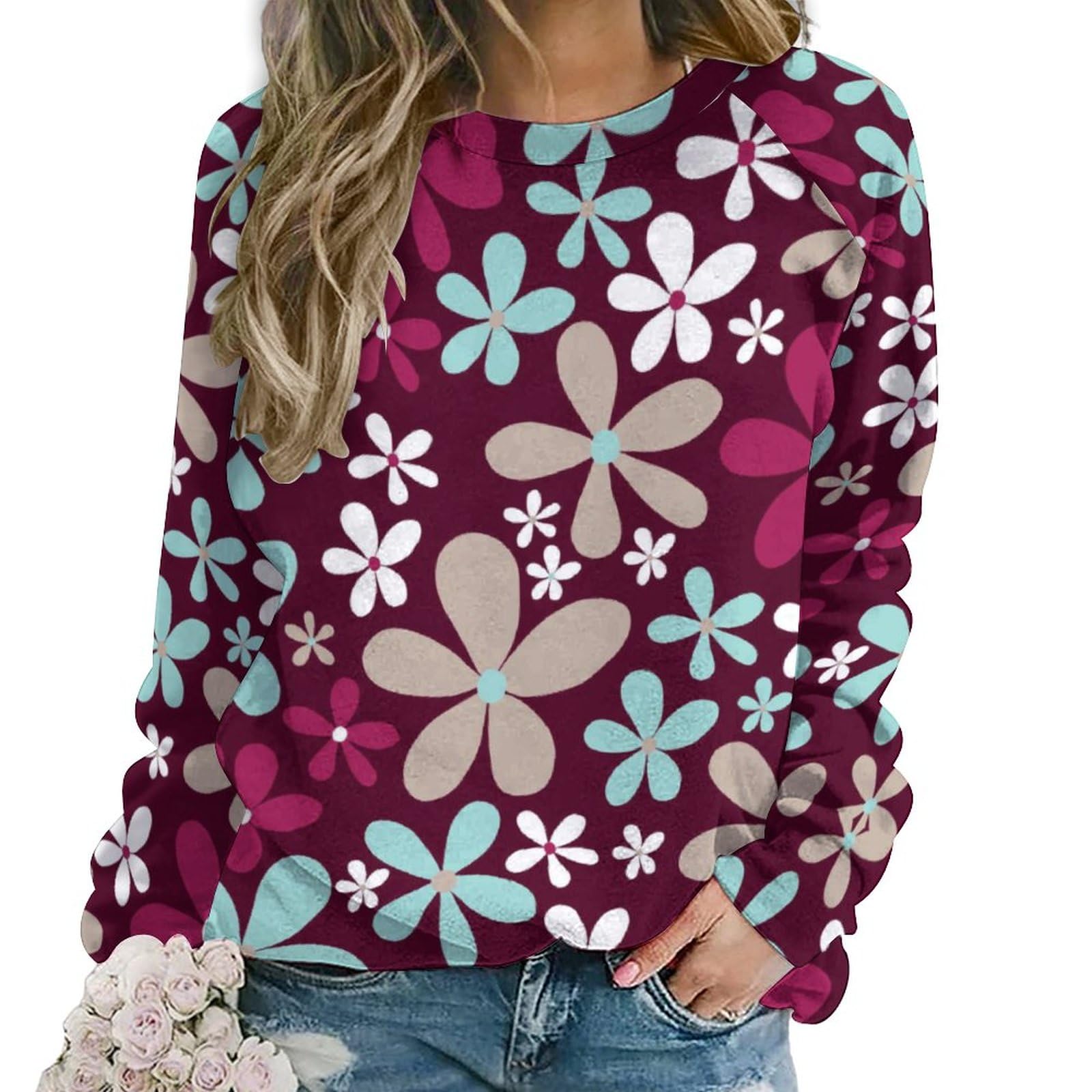Locker.Ink | The Top Festive Fashion Trends You Need to Know for the Holiday Season ZOCAVIA Floral Sweatshirt