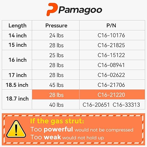Miniatura 62 de Puntales de elevación de gas de 12 pulgadas, C16-10788, 35 libras; para cámper Leer, Snugtop, ventana trasera de cámper, tapa de caja
